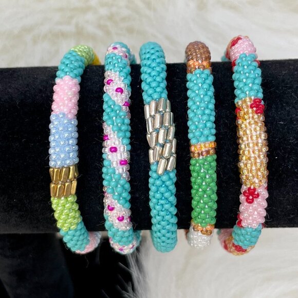 HAND CRAFTED in Nepal Beaded Bracelets (set of 5) #1005 - Picture 4 of 6